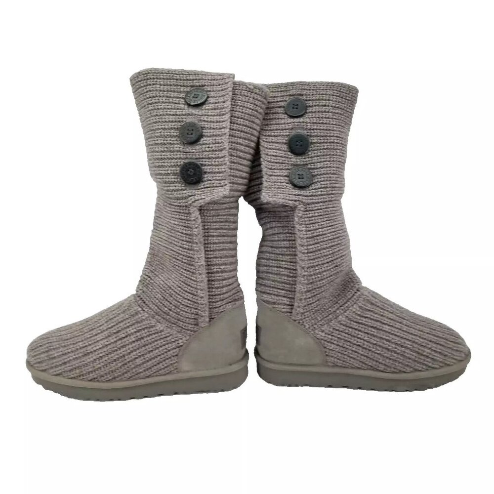 UGG Taupe Knit Button Winter Boots